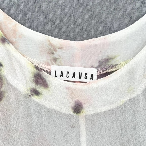 LACAUSA Coco Dress Womens Small White Tie Dye Jewel Wash Tie Shoulder Maxi - Picture 9 of 16